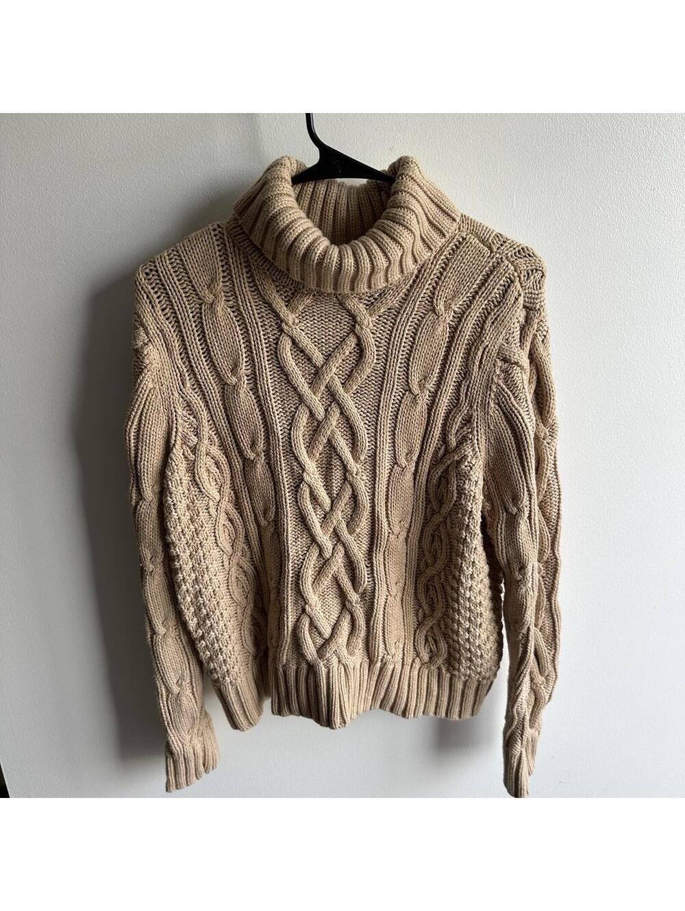 Lands End Chunky Knit Turtleneck Sweater Womens Large